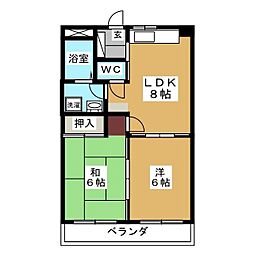 マンションレフィール 2DKの間取図画像