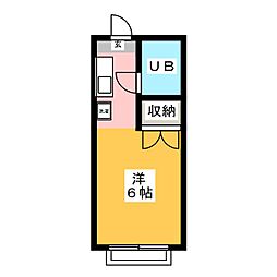 京王高尾線 山田駅 徒歩7分の賃貸マンション 1階ワンルームの間取り