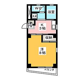 ステーションサイド京王八王子 2階1Kの間取り