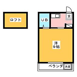 クレールこやま 2階1Kの間取り