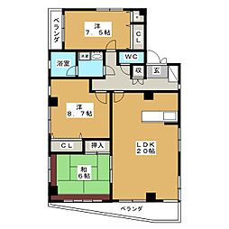 小山ビル 3LDKの間取図画像
