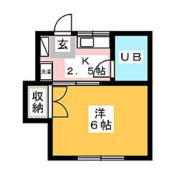 ひばりハイツ 1Kの間取図画像