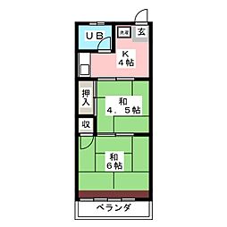 第2川島ビル 2DKの間取図画像
