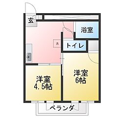 メゾン・ド・ノア台町 2DKの間取図画像