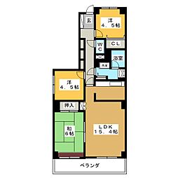 パレスヤマゴ 3LDKの間取図画像