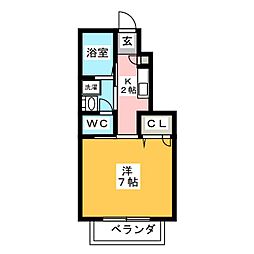ポートハイツ 1Kの間取図画像
