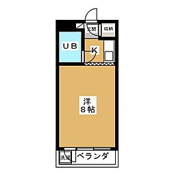 コーポベル 2階ワンルームの間取り
