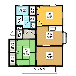 メゾンファミールＡ 2階3DKの間取り