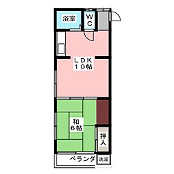 コーポ山崎 1階1LDKの間取り