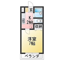 マンションみやび 1Kの間取図画像