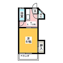 みつわマンション 1Kの間取図画像