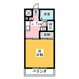 ロベリアくにたち 1Kの間取図画像