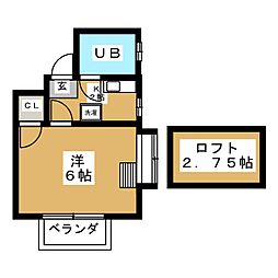 パールハイツ 1Kの間取図画像