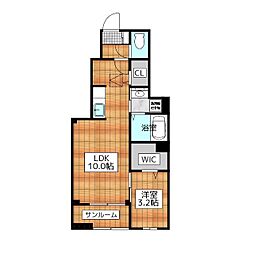 ルシアン 1LDKの間取図画像