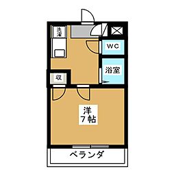 トーン・クラスター学園 1Kの間取図画像