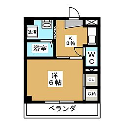 第2グリーンマンション 1Kの間取図画像