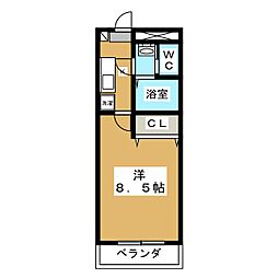 プレステージ立川 1Kの間取図画像