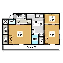 大野マンション 3DKの間取図画像