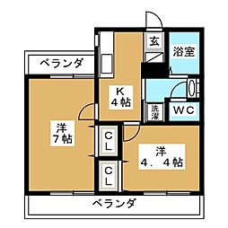 アミスタ 2Kの間取図画像
