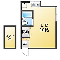 コーポスター1 ワンルームの間取図画像