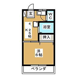 今一ビル 1Kの間取図画像
