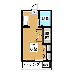 ララハイツ ワンルームの間取図画像