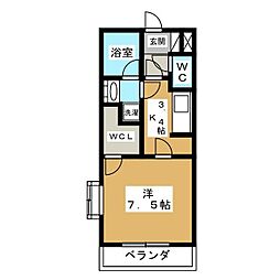 リヴィエール 1Kの間取図画像