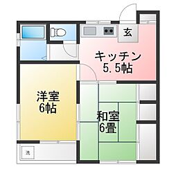 玉南コーポ 2DKの間取図画像