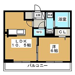 ルピナ 1階1LDKの間取り