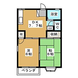 ハイムフローリア 2DKの間取図画像