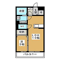 ロイヤルコートケイB 1LDKの間取図画像