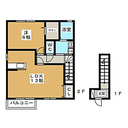 ジュネックスA 1LDKの間取図画像