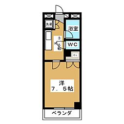 ルミエール明日香KBMビル2 1Kの間取図画像