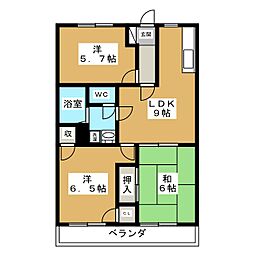グリーンマンション 3LDKの間取図画像