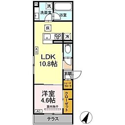 Asset-Court立川上砂町5丁目 A棟 1LDKの間取図画像