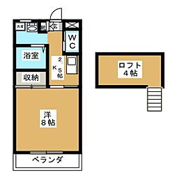 コーポむつみ 1Kの間取図画像