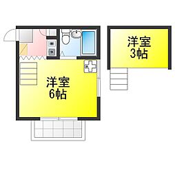 パールハイム ワンルームの間取図画像