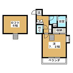 メープル国立1 1Kの間取図画像