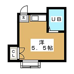 サンハウス2 ワンルームの間取図画像