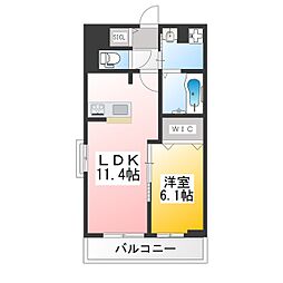 キー ウェスト 1LDKの間取図画像