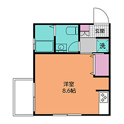 コアパレス常葉3 1階ワンルームの間取り