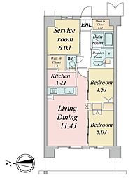 トラープランド蒼麗館 6階2SLDKの間取り