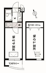 ラ・フローラ武蔵野1 1Kの間取図画像