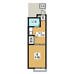 清涼館 1Kの間取図画像