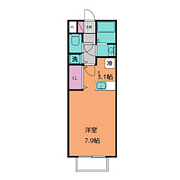 プランドール・レーブ ワンルームの間取図画像