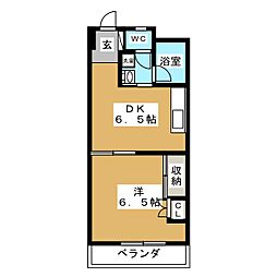 中町グリーンハイム 1DKの間取図画像