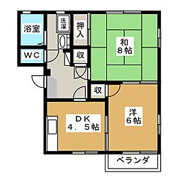 リヴェール武蔵野 2Kの間取図画像