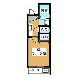 アッシェレム 1Kの間取図画像