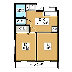 ヴェルデ美松 2DKの間取図画像