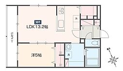 MELDIA是政 3階1LDKの間取り